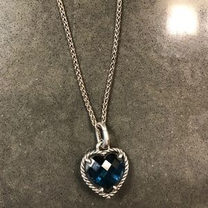 David Yurman Blue Topaz heart necklace charm